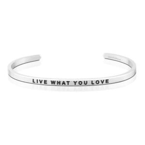 New Womens Mantra Brand Live What You Love Silver Cuff Bracelet